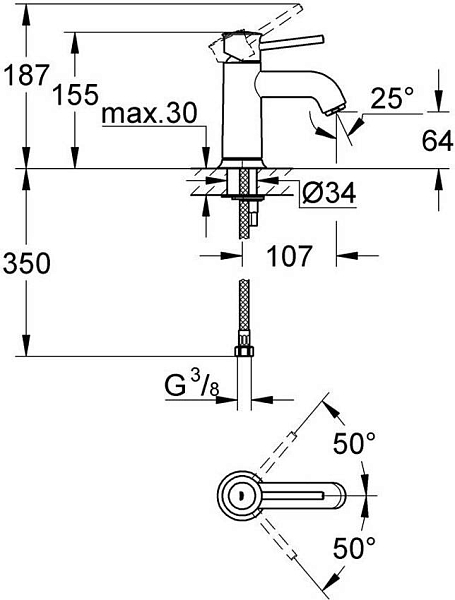 Смеситель для раковины Grohe BauClassic 23162000 изображение