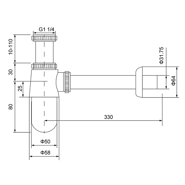 Сифон для раковины Timo 960/00L хром изображение