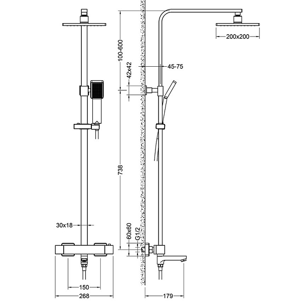 Душевая стойка с термостатом Timo Tetra-thermo SX-0169/17 золото матовое изображение