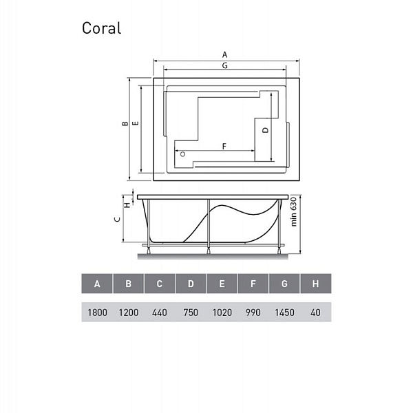 Ванна акриловая Vayer Coral 180х120 изображение
