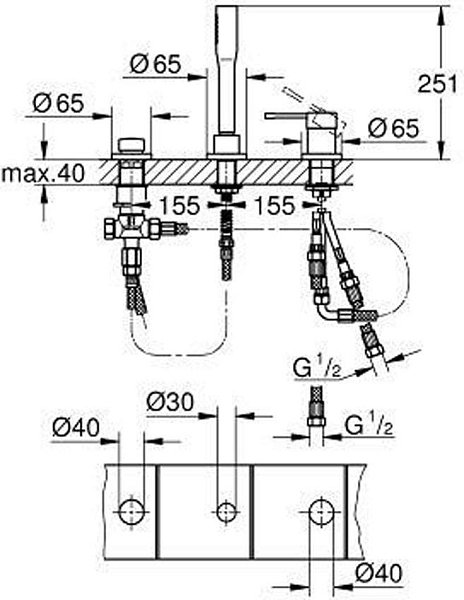 Смеситель на борт ванны Grohe Essence 19976001 изображение