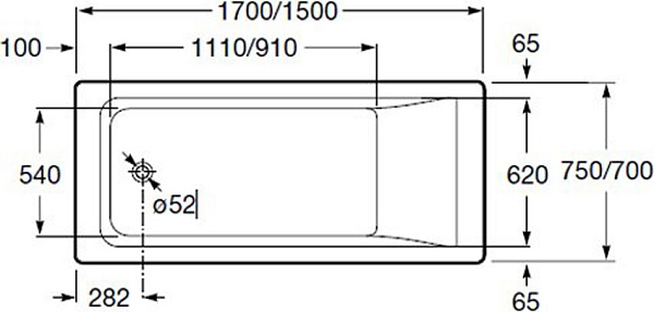 Ванна акриловая Roca Easy 170x75 изображение
