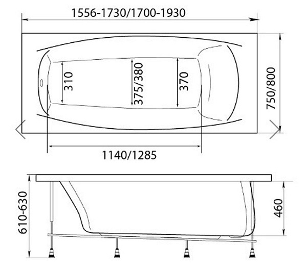 Ванна акриловая Marka One Pragmatika 173 155x75 изображение