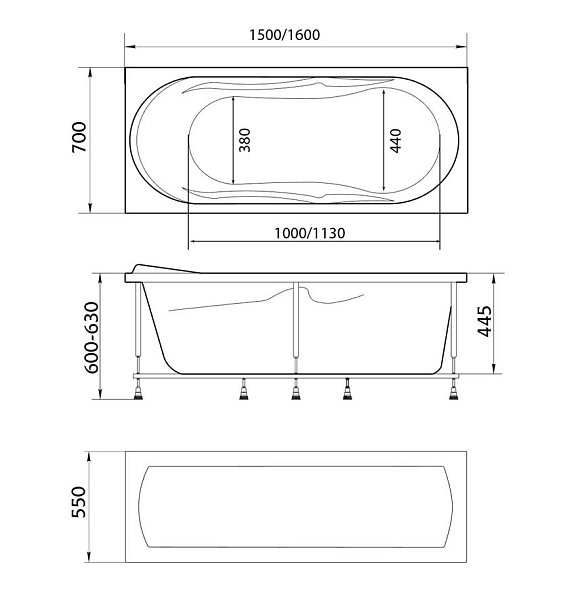 Ванна акриловая Marka One Vita 150x70 изображение