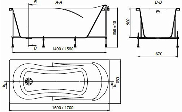 Ванна акриловая Roca Uno 170х75 изображение