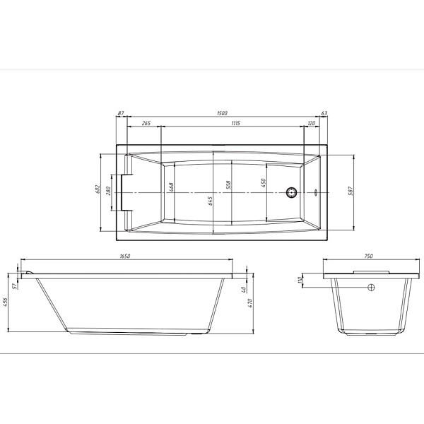 Ванна акриловая Marka One Aelita 165x75 Slim изображение