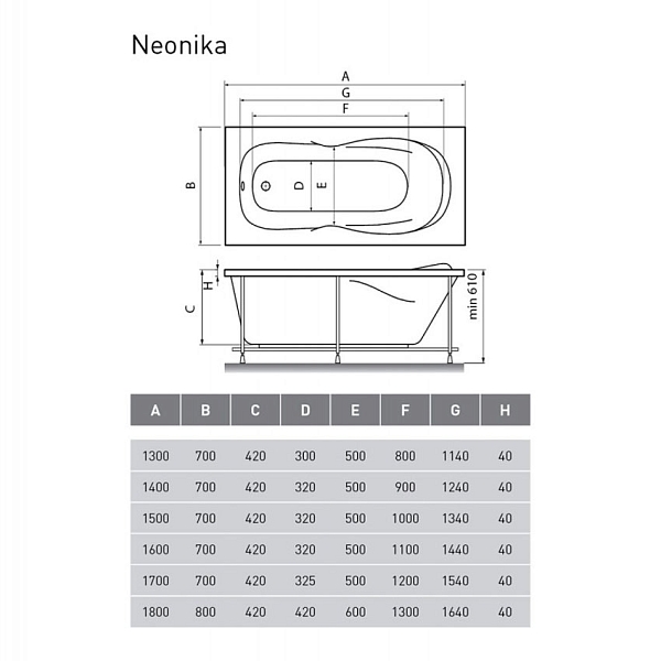 Ванна акриловая Relisan Neonika 180x80 изображение