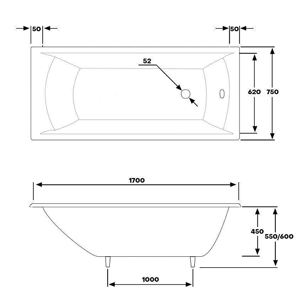 Ванна чугунная Byon Milan 170x75x45 изображение