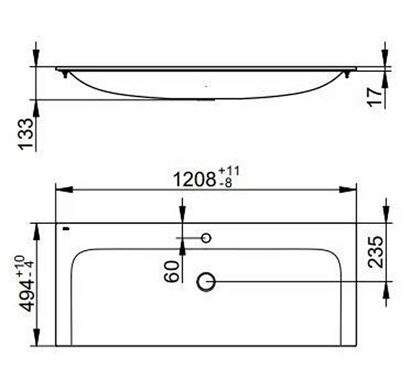 Мебельная раковина Keuco Plan 32980311201, 120,8х49,4 изображение
