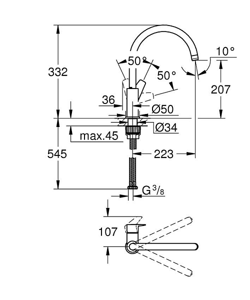 Смеситель для кухни Grohe BauEdge 31367001 изображение