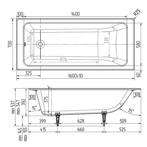 Ванна чугунная Wotte Line 160х70 изображение