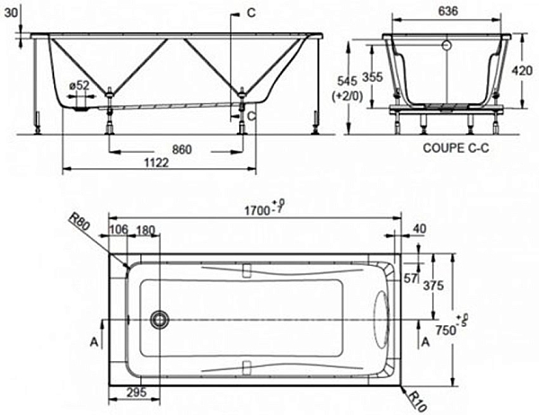 Ванна акриловая Jacob Delafon Odeon Up 170x75 изображение