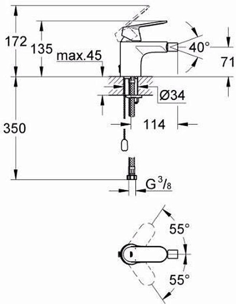 Смеситель для биде Grohe Eurosmart Cosmopolitan 32840000 изображение