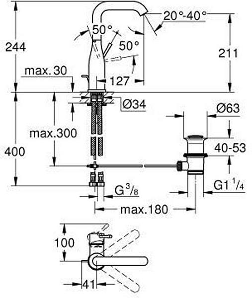 Смеситель для раковины Grohe Essence 32628001 изображение