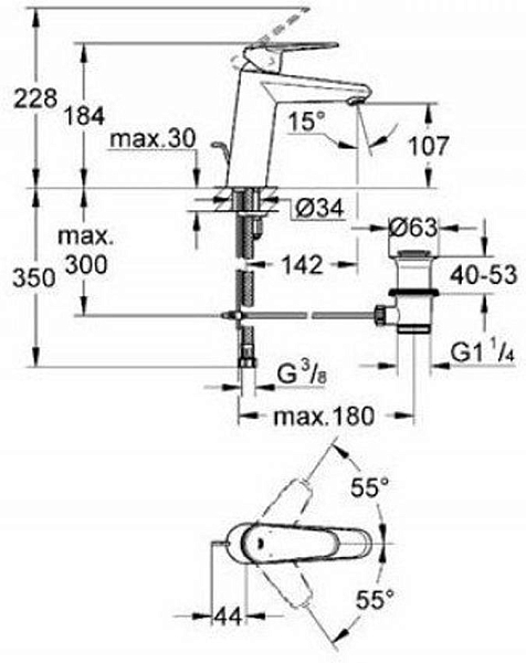 Смеситель для раковины Grohe Eurodisc Cosmopolitan 23448002 изображение