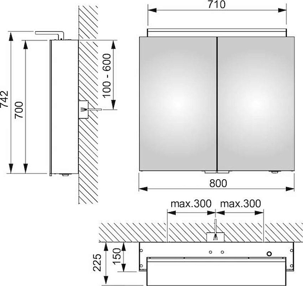 Зеркальный шкаф Keuco Royal L1 80x74 13603171302 изображение