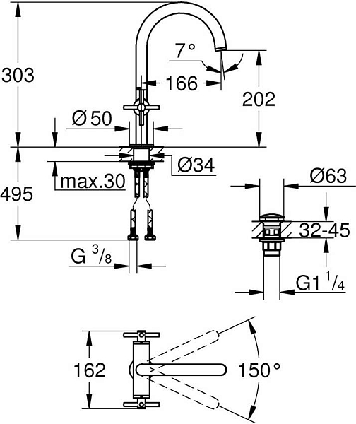 Смеситель для раковины Grohe Atrio New 21019003 изображение
