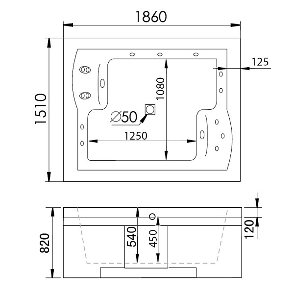 Ванна акриловая Gemy G9052 II O L изображение