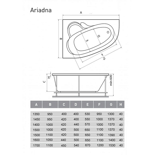 Ванна акриловая Relisan Ariadna L 135x95 изображение