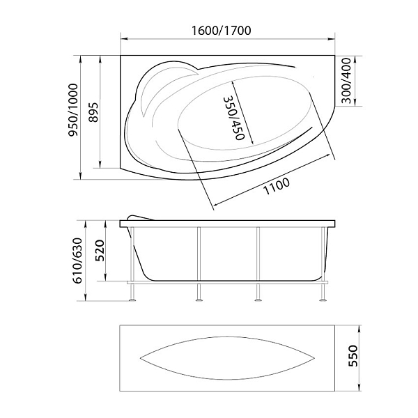 Ванна акриловая Marka One Julianna 160x95 R изображение