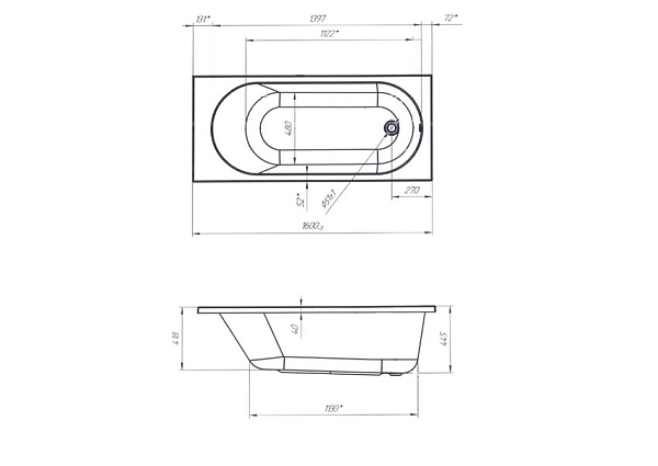 Ванна акриловая Marka One Atlas 160x70 изображение
