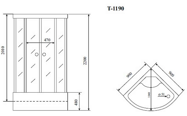 Душевая кабина Timo Standart T-6690 Black изображение