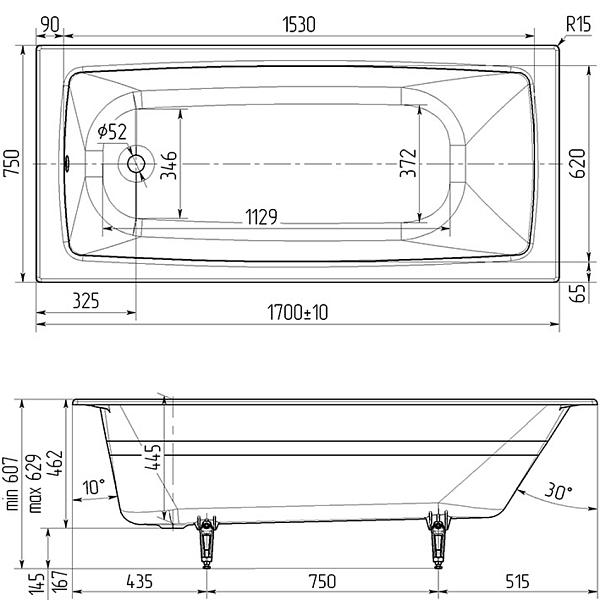 Ванна чугунная Wotte Vector 170x75 изображение