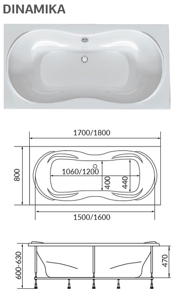 Ванна акриловая 1Marka Dinamika 180x80 изображение
