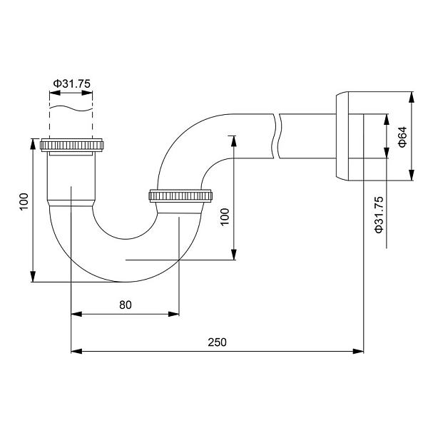Сифон для раковины Timo 961/00L хром изображение