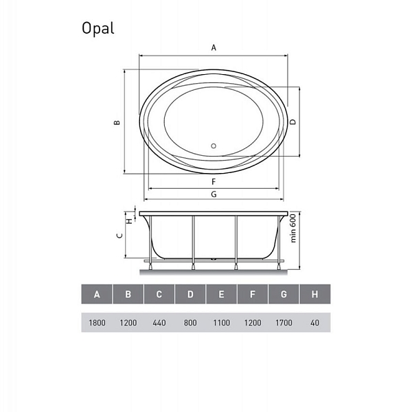 Ванна акриловая Vayer Opal 180x120 изображение