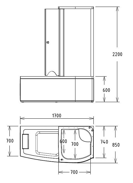 Ванна акриловая Gemy G8040 C R изображение