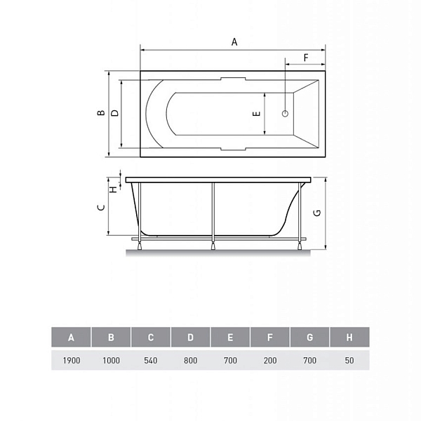 Ванна акриловая Relisan Eco Plus Темза 190х100 изображение