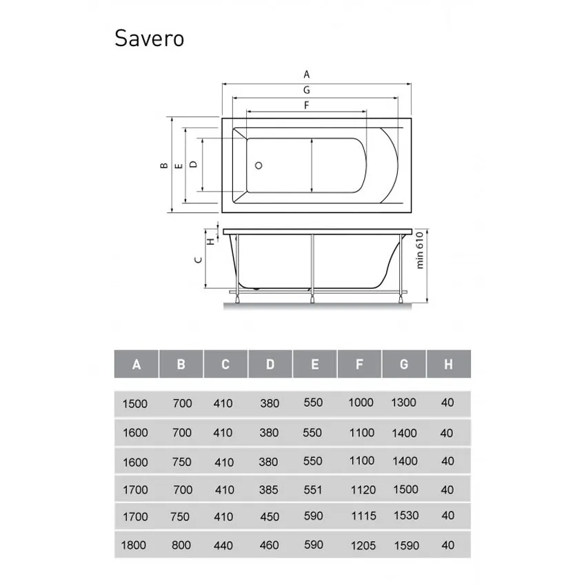 Ванна акриловая Vayer Savero 160x70 изображение