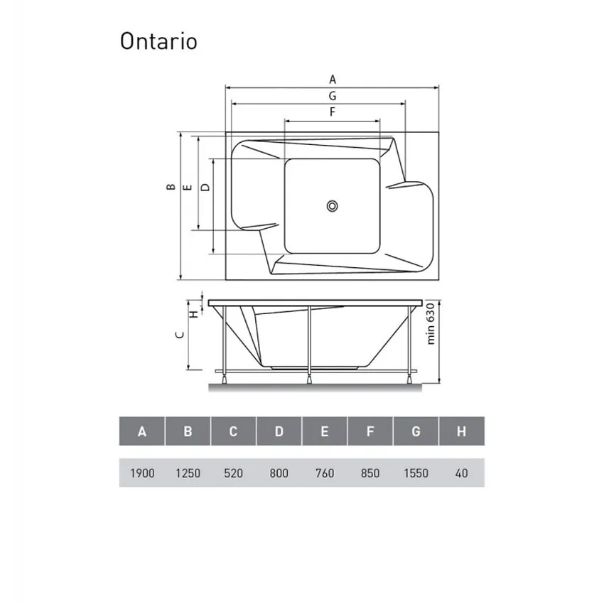 Ванна акриловая Vayer Ontario 190x125 изображение