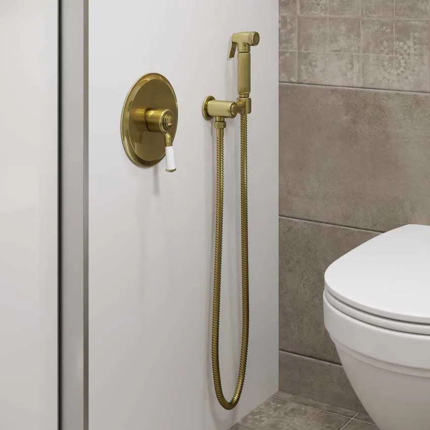 Смеситель встроенный с гигиеническим душем Timo Arisa 5309/02SM антик изображение