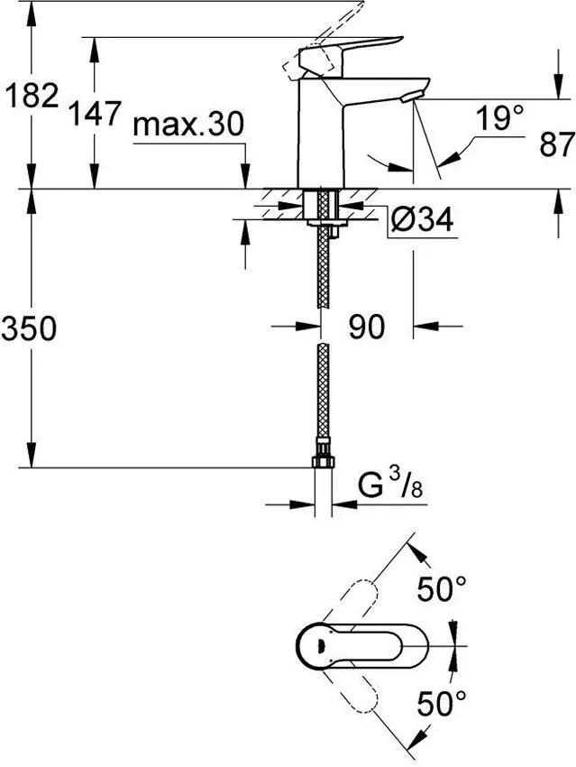 Смеситель для раковины Grohe BauEdge 23330000 изображение