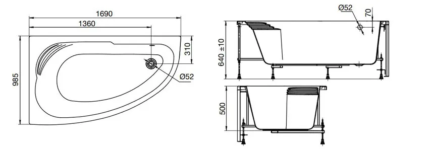 Ванна акриловая Roca Merida 170х100 левосторонняя изображение