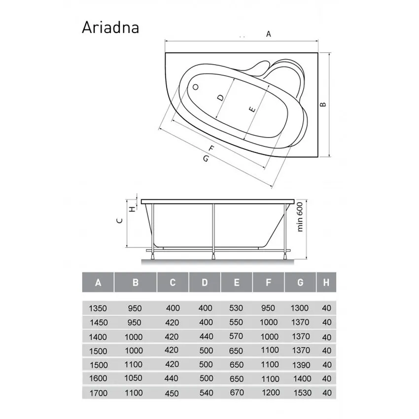 Ванна акриловая Relisan Ariadna R 135x95 изображение