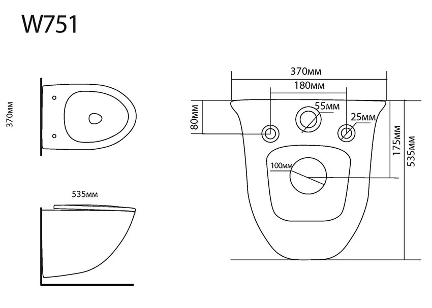 Унитаз керамический Black&White W-751 изображение