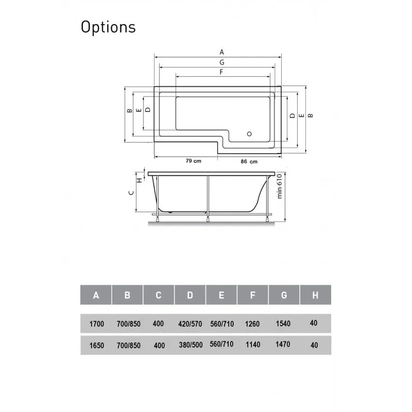 Ванна акриловая Vayer Options 165х85/70 L изображение