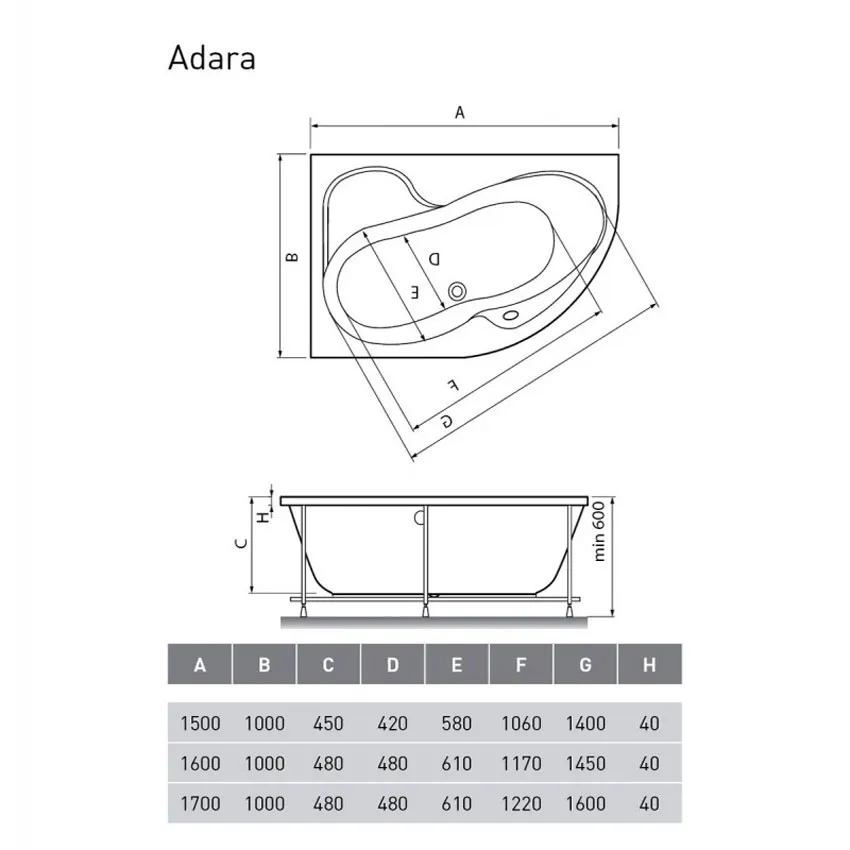 Ванна акриловая Relisan Adara L 160х100 изображение