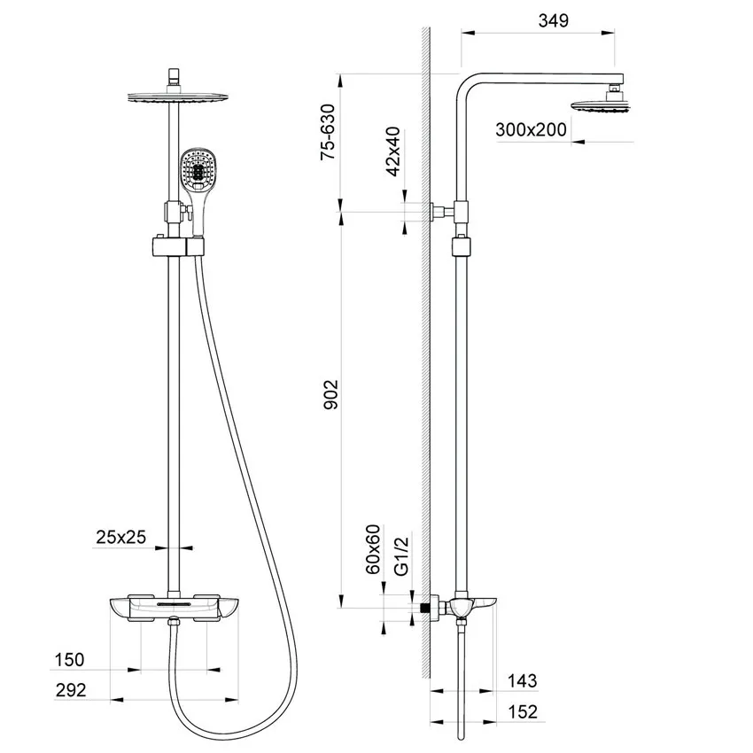Душевая стойка Timo Helmi SX-1170/03 черный изображение