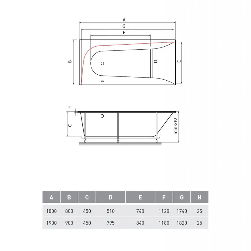 Ванна акриловая Vayer Boomerang (EH) 180x80 L изображение