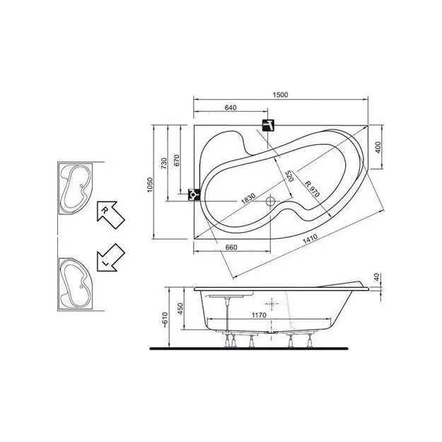 Ванна акриловая Ravak Rosa I 150x105L изображение