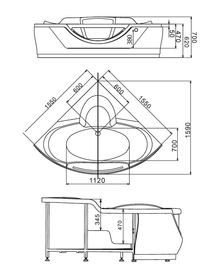 Ванна акриловая Gemy G9025 II K изображение