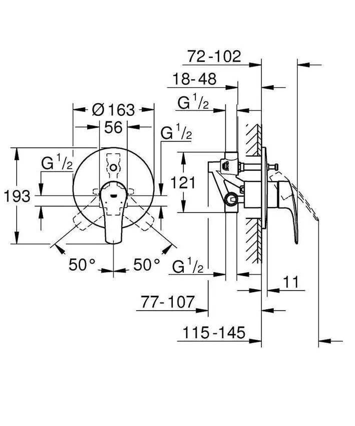 Встраиваемый смеситель Grohe Eurosmart 33305003 встраиваемый изображение