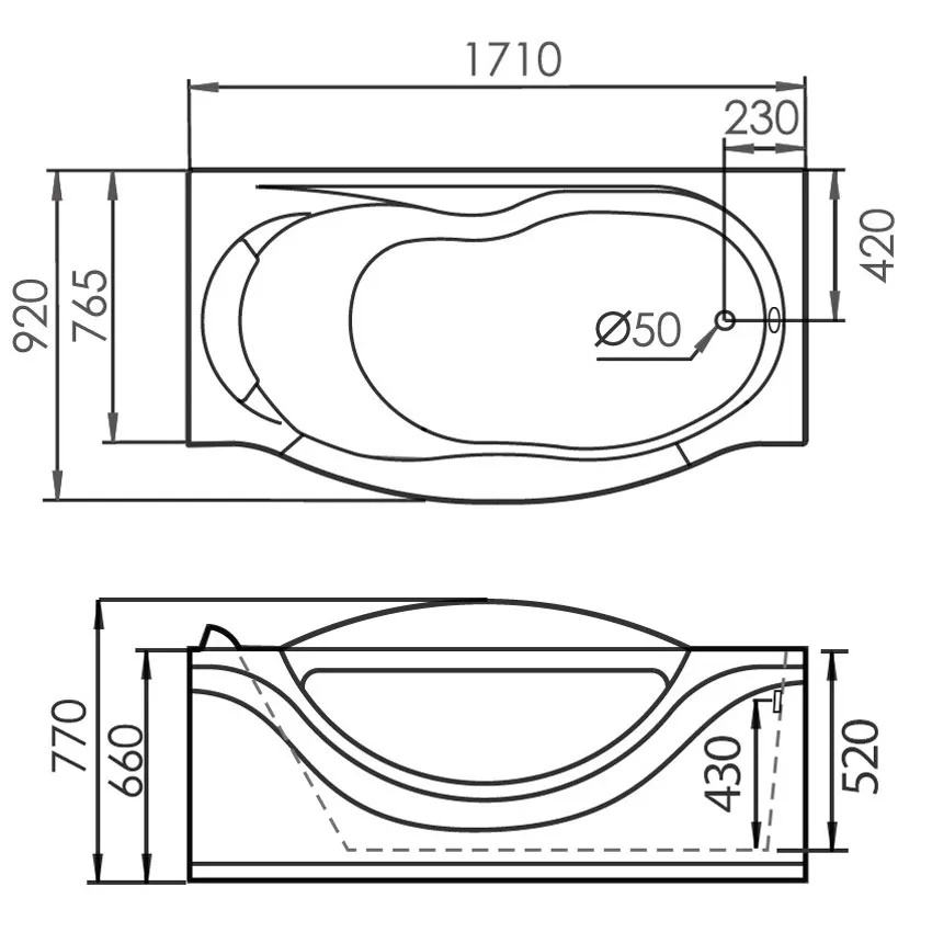 Ванна акриловая Gemy G9072 B R изображение