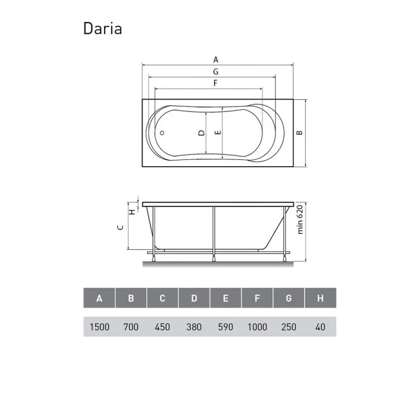 Ванна акриловая Relisan Daria 150x70 изображение
