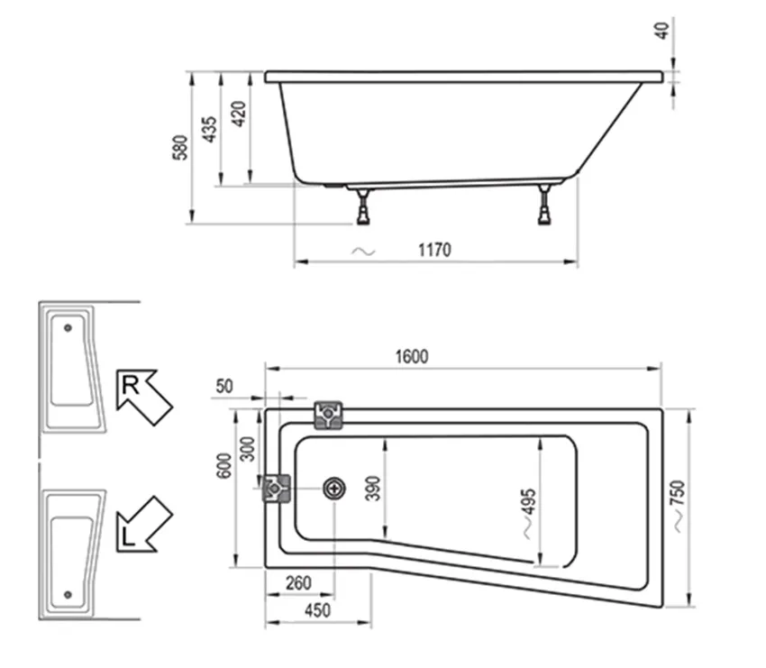 Ванна акриловая Ravak BE HAPPY II 160х75L изображение