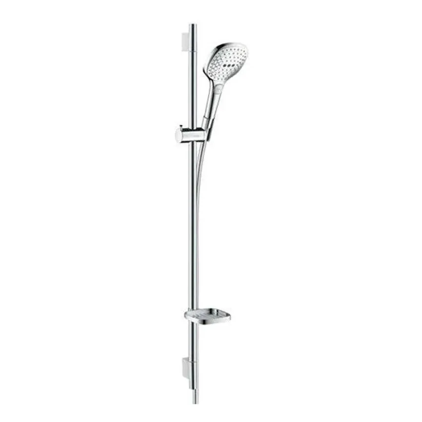 Душевой гарнитур Hansgrohe Raindance Select E 120 26621400 со штангой 90 см и мыльницей, белый/хром